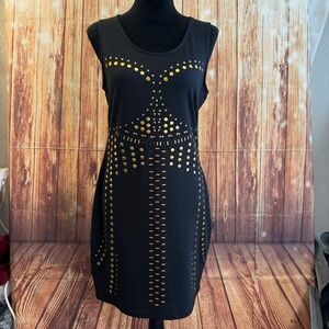 Nicki Minaj Women’s Sleeveless Black Embellished Bodycon Mini Dress Size Large